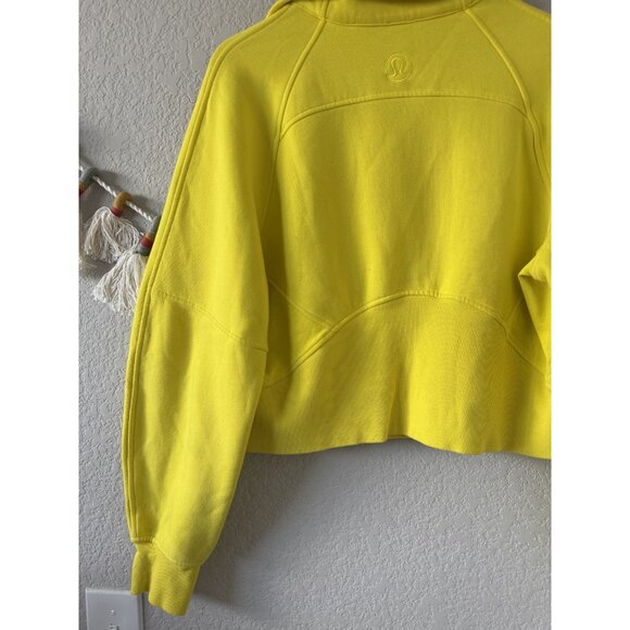 Lululemon Scruba Oversized Funnel Neck Half Zip Sweater Sonic Yellow Cotton XS/S - Picture 10 of 10